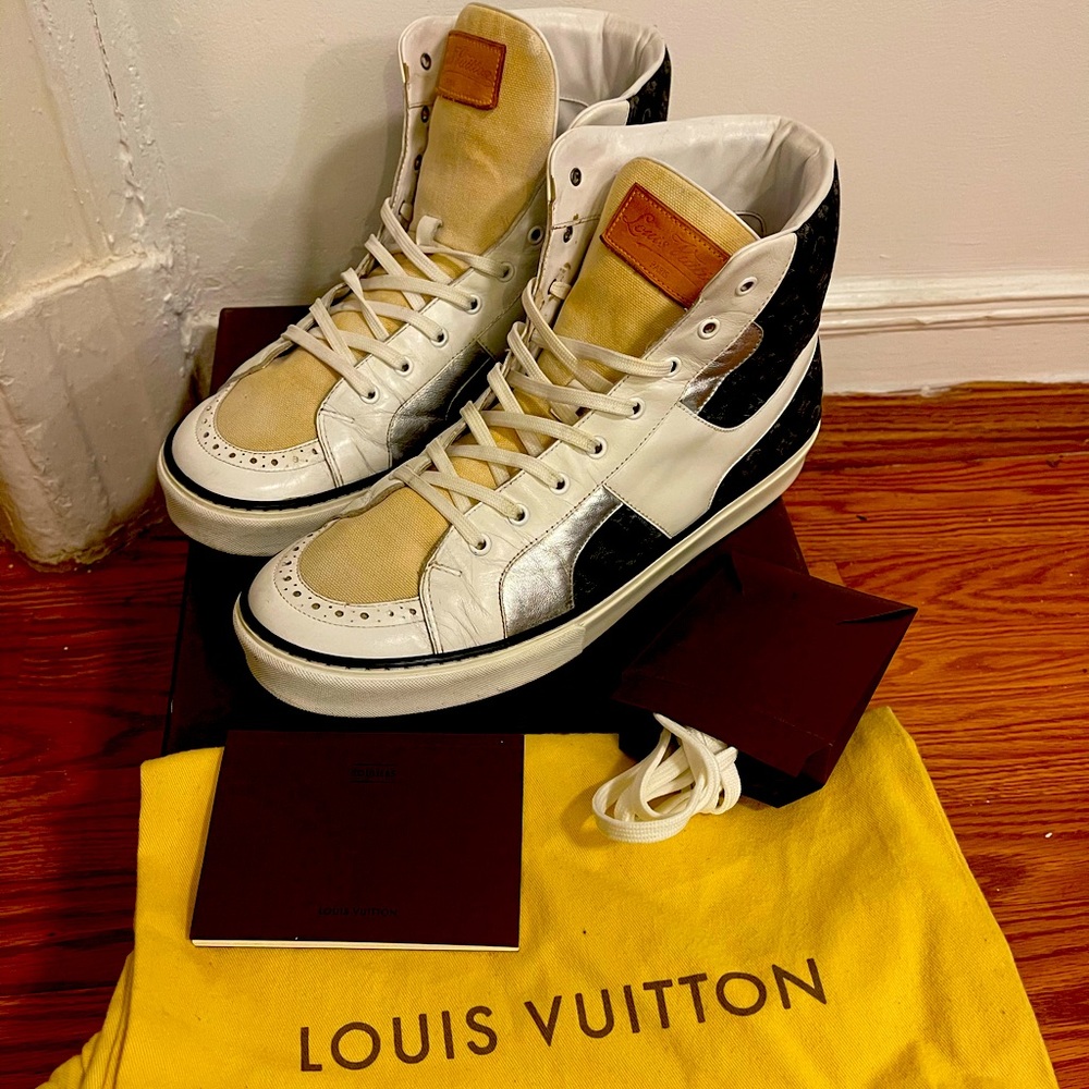 Louis Vuitton denim monogram hightop sneakers 2009